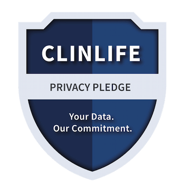 Ein Bild eines Schildes, das die Versprechen von ClinLife zum Schutz der Privatsphäre und der Datensicherheit der Nutzer verdeutlicht